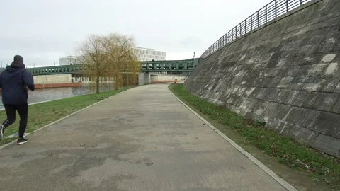Man running in Berlin 4k Stock Footage