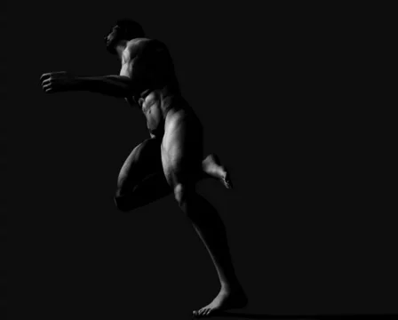 Man, running, B+W Stock Footage
