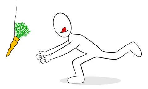 Man running for carrot Illustrazione stock