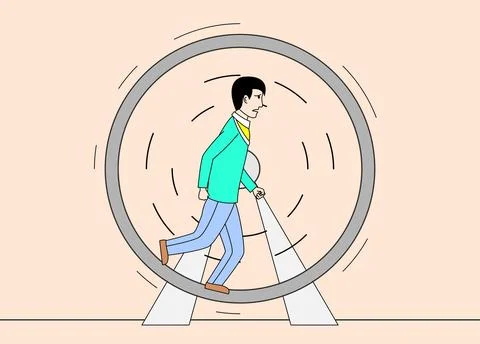 Man is running in a circular track イラスト素材
