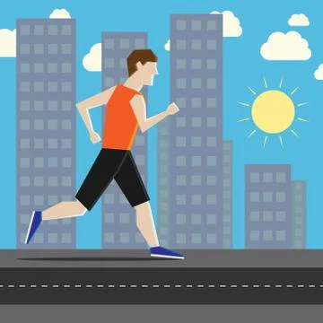 Man running in city Stock Illustration