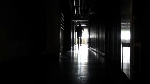 Man running in dark corridor. Stock Footage 114216551