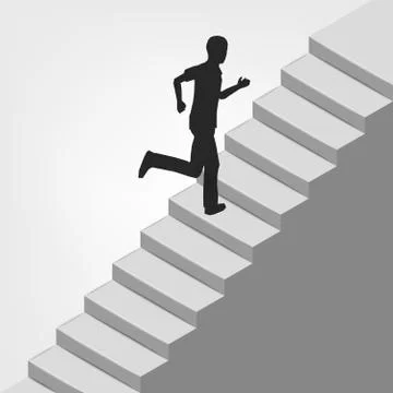 Man running up on diagonal staircase vector illustration Ilustración de archivo