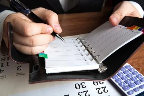 Man running with diaries Foto stock