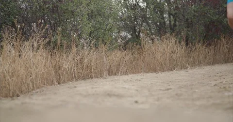 Man running on dirt path Stock Footage 73490286