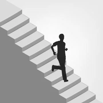 Man running down on diagonal staircase vector illustration Ilustración de archivo