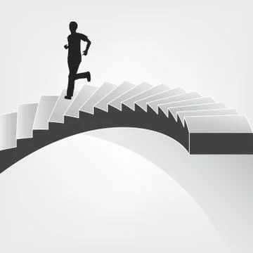 Man running down on spiral staircase vector illustration Ilustración de archivo