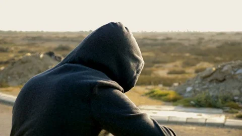 Man running in an empty road Stock Footage 93458509