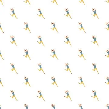 Man running in fear seamless pattern background Stock Illustration