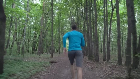 Man running in forest, rear view Vídeos de archivo 116995325
