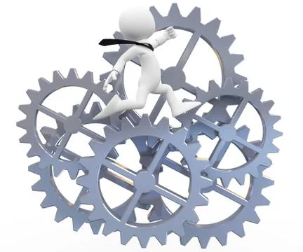 Man running up a gear Stock Illustration