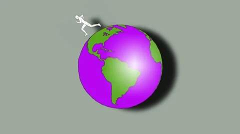  MAN RUNNING ON GLOBE Stock Footage 7907788