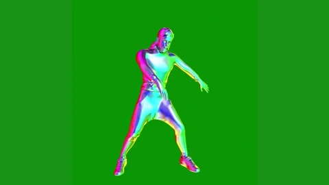 Man running green screen middle woman is dancing animated chromakey background Video stock 314064606