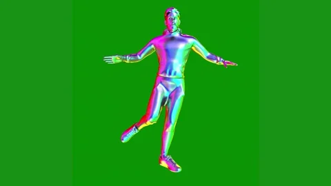 Man running green screen is suit standing middle body woman animated chromakey Stock Footage 314064736
