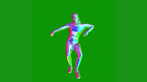 Man running green screen suit is dancing woman middle animated chromakey Stock Footage 314064770