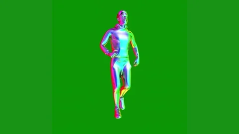 Man running green screen is walking animated chromakey background scene figure Stock Footage 314064735