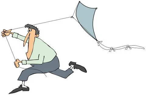 Man running with a kite Stock Illustration