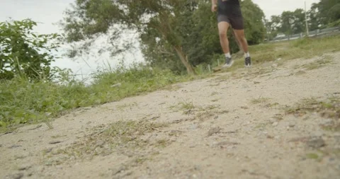 A man running - low angle shoot Video stock 146096319