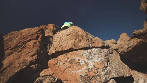 Man running at the mountain with snow Stock-Footage 168373184