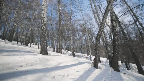 Man running at the mountain with snow Stock Footage 169928410