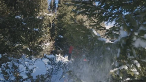 Man running at the mountain with snow Stock Footage 170059047