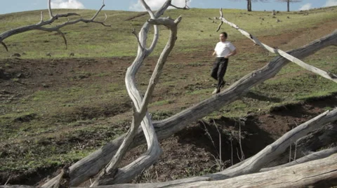 Man running the mountains Stock Footage 62544585
