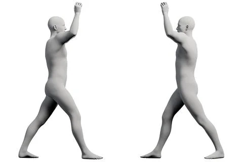Man running multiview collage white background Stock Illustration