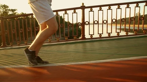 Man is running outdoors Stock Footage 92021618