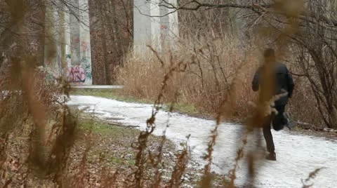 Man running outside Stock Footage 19771632