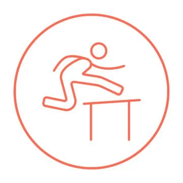 Man running over barrier line icon Ilustração Stock
