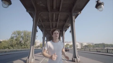 Man running in Pari, slow motion  動画素材 96412744