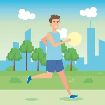 Man running in the park character Ilustración de archivo