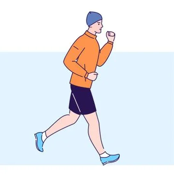 Man is running in park flat vector illustration. Outdoor workout. Healthy lif 스톡 일러스트