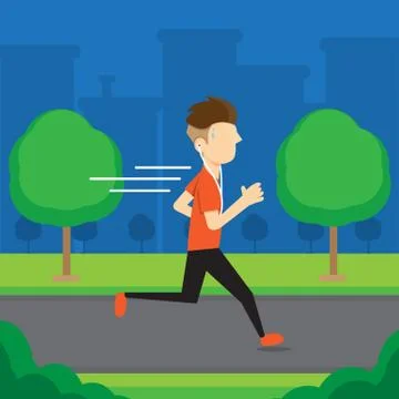 Man running on the park. Stock Illustration