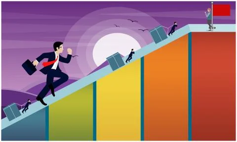 Man is running to reach the desired goal Illustrazione stock