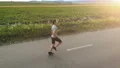 The man running on the road. slow motion HD Footage