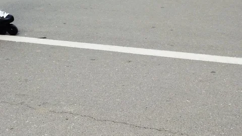 Man running on rollers in valea morilor park, slow motion close up Stock Footage 112864775