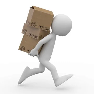 Man running with several boxes in the back Stock Illustration
