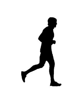 Man Running Side View Isolated Graphic Silhouette 스톡 일러스트