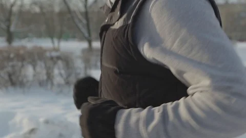 A man is running, side view, a large shot of hands Stock Footage 102281163
