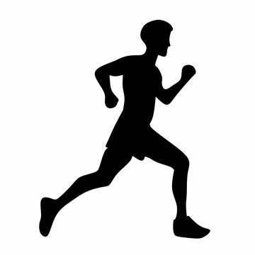 Man Running Silhouette Vector Illustration, Male Athlete Jogging Icon, Minimalis Stock-Illustration