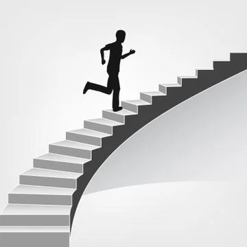 Man running up on spiral staircase vector illustration Ilustración de archivo