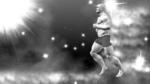 A man running to the sun. 4K. Stock Footage 76367584