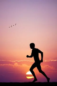 Man running at sunset Illustrazione stock