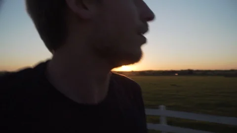 Man Running At Sunset4 Stock Footage 92415847