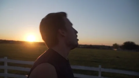 Man Running At Sunset5 Stock Footage 92415866