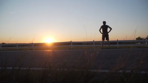 Man Running At Sunset6 Stock Footage 92415860
