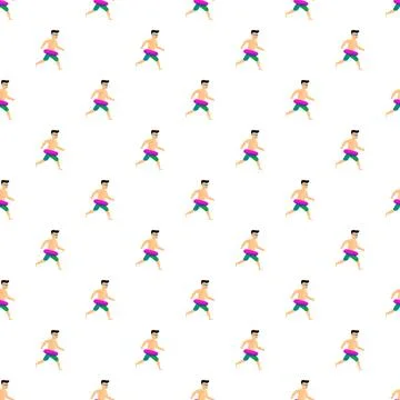 Man running with swim ring seamless pattern Stock Illustration