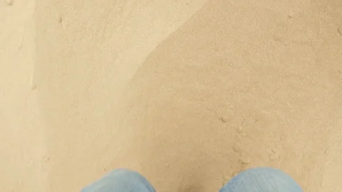 Man is running to the top of dune in desert Stock Footage 91867220