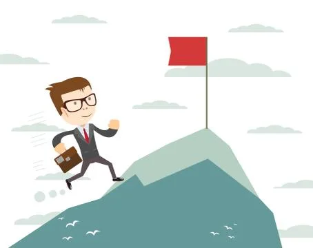 Man running to the top Stock Illustration